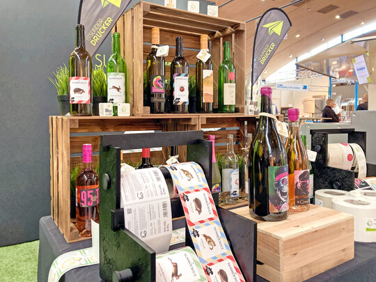 Beispiele der Bioetiketten auf der Winzer-Service Messe.