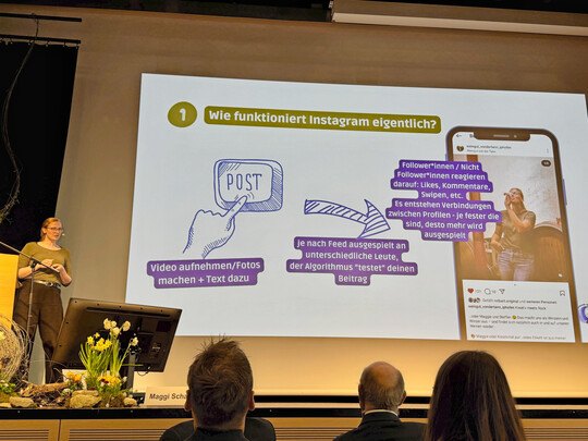 Maggi Schauner erklrte in ihrem Vortrag sehr anschaulich, wie Instagram als Marketingtool fr Winzer und Weingter genutzt werden kann. 