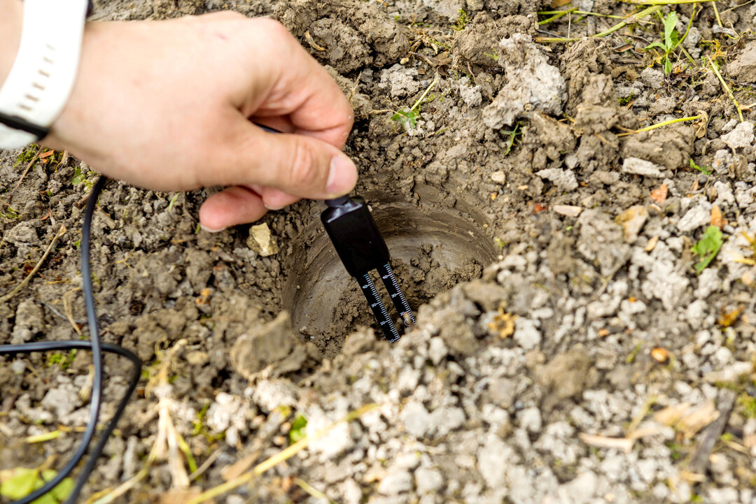 Fhl mal den Durst: Vor allzu groem Trockenstress warnen die im Boden gemessenen Daten, die der Winzer digital empfngt und so auch entlegene Parzellen rechtzeitig versorgen kann.