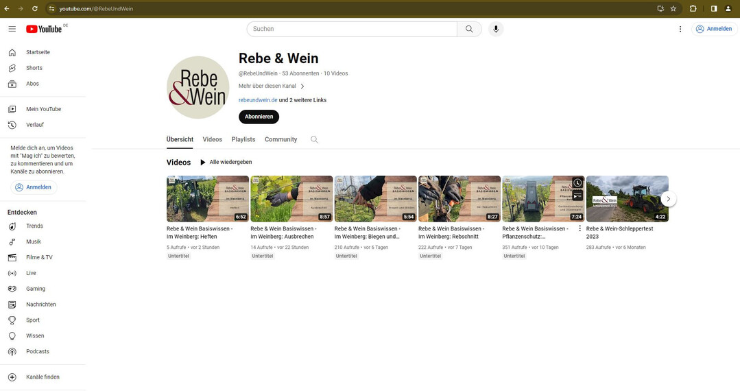Der Rebe & Wein-YouTube-Kanal. 