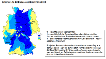 Abbildung 1 zeigt die Bedingungen am Beispiel von Flchen mit Winterge-treide auf leichten Standorten. Whrend zu diesem Zeitpunkt in Deutschland im Mittel eine Bodenfeuchte von ca. 60 Prozent nutzbarer Feldkapazitt besteht, sind es aktuell 95 Prozent.