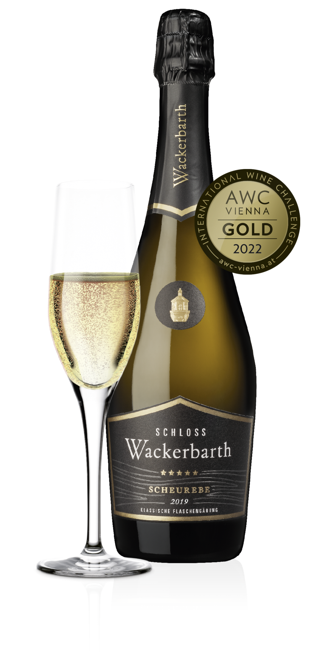 Mit Gold prmierte die Fachjury den 2019 Scheurebe trocken Jahrgangssekt, einen klassischen Flaschengrsekt aus handverlesenen Scheurebe-Trauben vom Wackerbarthberg.