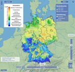 Die Abbildung zeigt die Bodenfeuchte in Deutschland am 23.11.2022 in 60-70 cm Tiefe unter Gras.