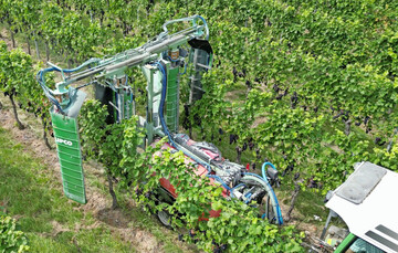 Recyclingger�t � durch den Tunnel wird die Abdrift reduziert.