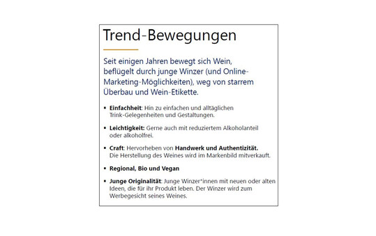 Abbildung 3: Die festgestellten Trendbewegungen im Weinbau.