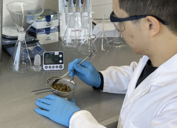 Xingjie Wang bei Arbeiten im Labor.