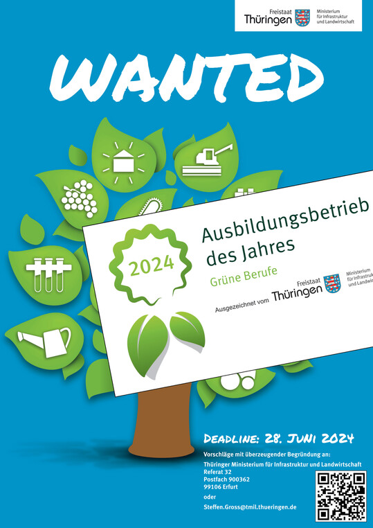 In Thüringen wird der Ausbildungsbetrieb des Jahres in den Grünen Berufen 2024 gesucht.