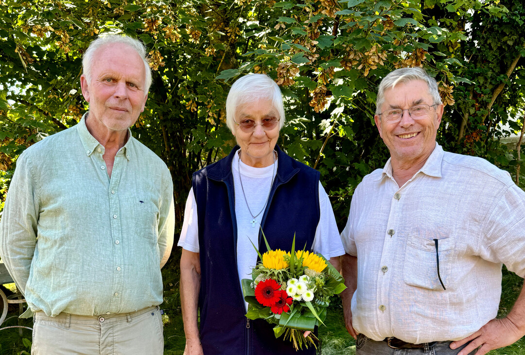 Drei Pioniere des Bioweinbaus in Franken (v. l.): Helmut Christ, Schwester Hedwig und Gerhard Roth. 