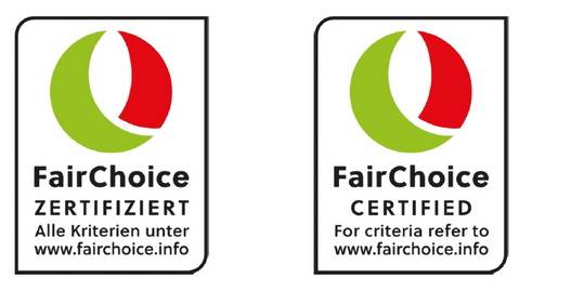 Das FairChoice-Siegel wurde einer Modernisierung unterzogen. Neben der Variante fr den deutschsprachigen Markt gibt es fr den Export auch eine englische Variante.