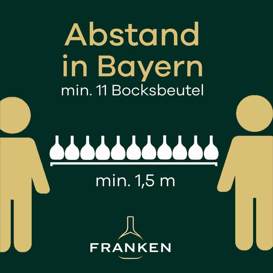 In Franken gilt: Mindestens elf Bocksbeutel Abstand.