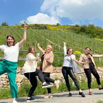 Die Weinmajestätinnen bei ihrem Antrittsbesuch im hessischen Weinanbaugebiet.