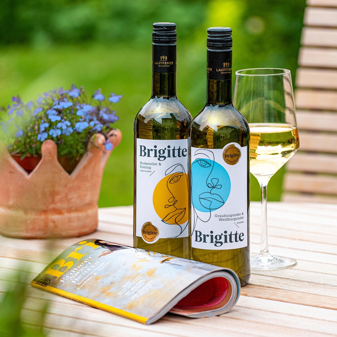Das Produkt-Duo der Brigitte-Weine wurde im Bereich Verpackungsdesign mit dem Red Dot Award ausgezeichnet.