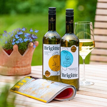Das Produkt-Duo der Brigitte-Weine wurde im Bereich Verpackungsdesign mit dem Red Dot Award ausgezeichnet.  