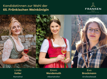 Eine der drei jungen Weinenthusiastinnen wird das Amt der 65. Frnkischen Weinknigin bernehmen.
