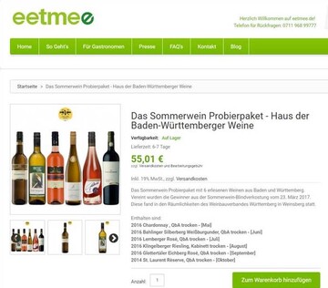 Bestellt werden kann das Sommerweine-Probierpaket online ber den DEHOGA-Partner eetmee.