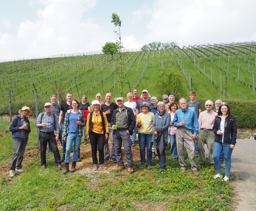 Ein Gruppenfoto vom Rosenpflanzprojekt vom vergangenen Jahr. 