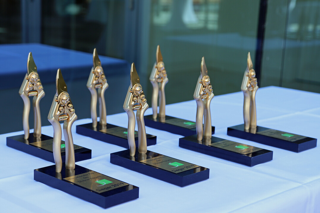 Die Goldenen Rebscheren fr die Gewinner des Internationalen Preis des Silvaner Forums 2019.