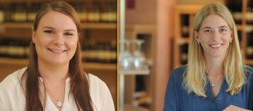 Innovative Frauen-Power bei der Lauffener Weingrtner eG: Die ehemaligen Weinprinzessinnen Julia Hllmller (r.) und Isabel Schley bernehmen in der Katzenbeier-WG interessante Aufgaben.