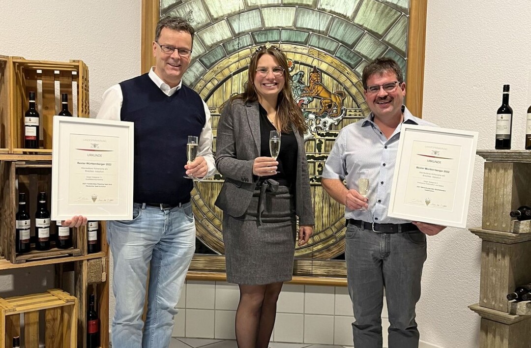 Die Weinkellerei Hohenlohe eG (Bretzfeld-Adolzfurt) wurde fr ihren 2021 Frstenfass Weiburgunder QbA halbtrocken geehrt.