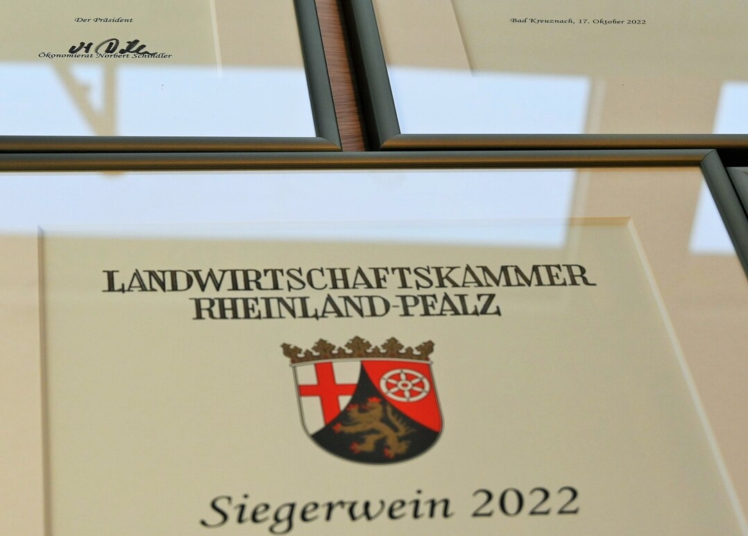 Die Urkunden für die Siegerweine und Siegerbrände wurden von Kammerpräsident Ökonomierat Norbert Schindler, Weinbaupräsident Rheinhessen Ingo Steitz und Weinbaupräsident Pfalz Reinhold Hörner in den jeweiligen Regionen direkt überreicht.